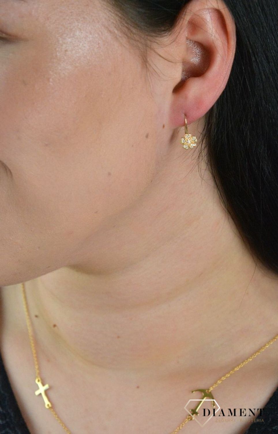 Złote kolczyki kwiatki z cyrkoniami 333 KL 7962 333.jpg